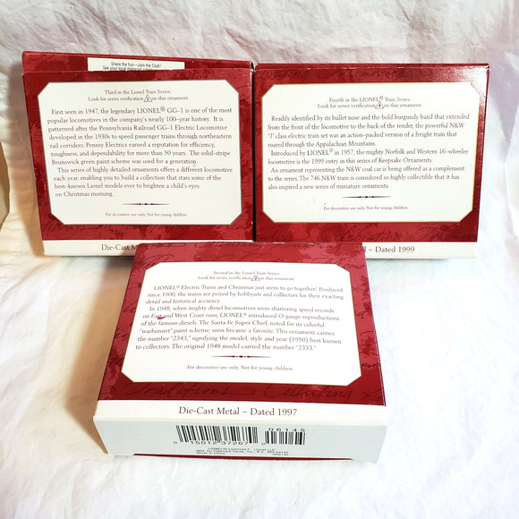 Lionel Trains Hallmark Ornament Santa Fe F3 Pennsylvania GG 746 Norfolk Western - Picture 2 of 3